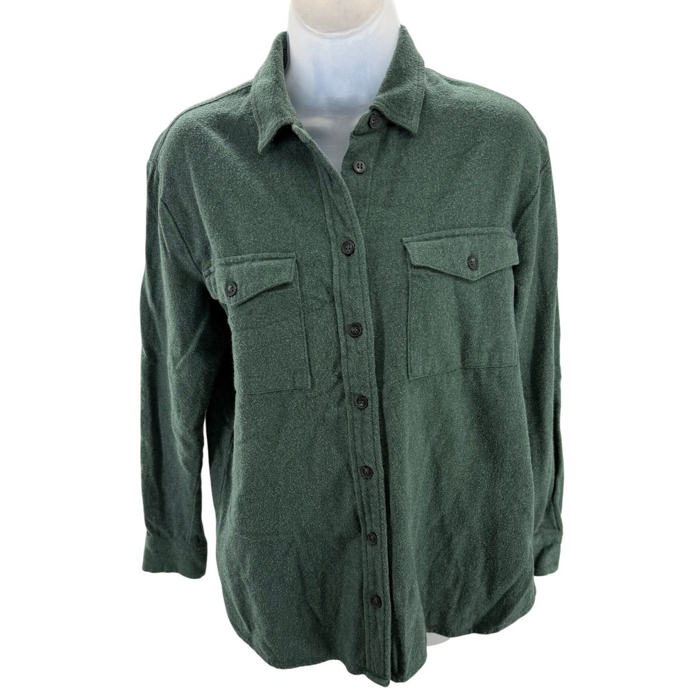 Madewell Green Cotton Flannel‎ Long Sleeve Womens Shirt XSmall